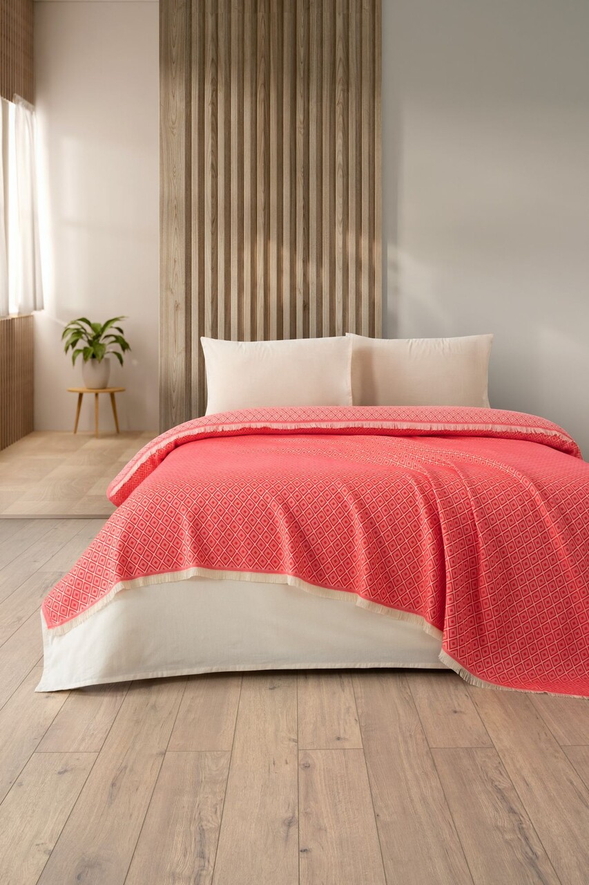 Cuvertura matlasata dubla, L'essentiel Maison, Diamonds, Rosu vermilion - imagine 4